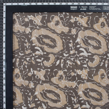 Brown Abstract Cotton Dabu Kashish Block Printed Fabric