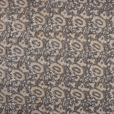 Brown Abstract Cotton Dabu Kashish Block Printed Fabric