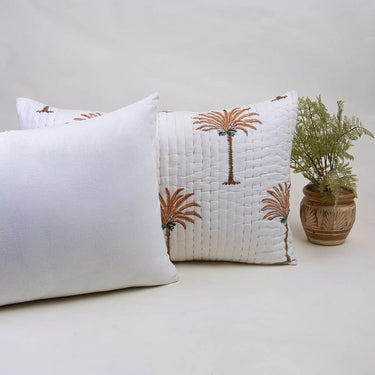 Brown Block Printed Kantha Quilted Cotton Protector