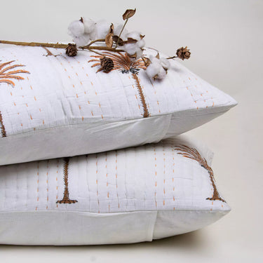 Brown Block Printed Kantha Quilted Cotton Protector