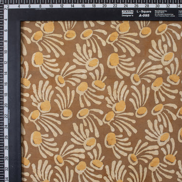 Brown Cotton Hand Block Printed Floral Dabu Running Fabric