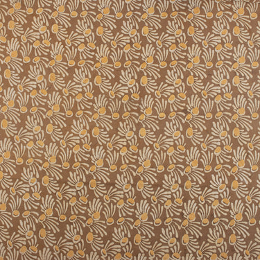 Brown Cotton Hand Block Printed Floral Dabu Running Fabric