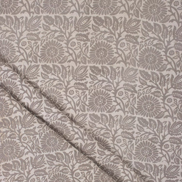 Brown Floral Pure Cotton Hand Block Printed Kashish Fabric