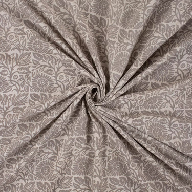 Brown Floral Pure Cotton Hand Block Printed Kashish Fabric