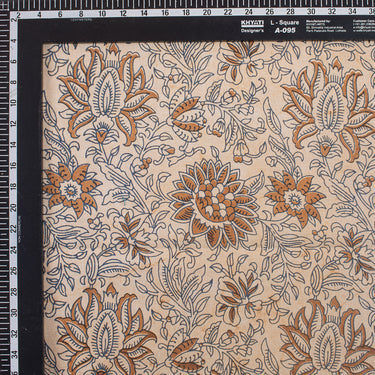 Brown Florla Hand Block Printed Cotton Dabu Fabric