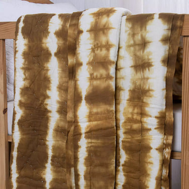 Brown Hand Dyed Reversible Cotton Jaipuri Baby Blanket