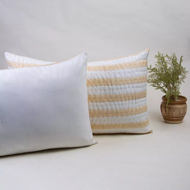 Brown Stripe Cotton Kantha Quilted Pillow Cover