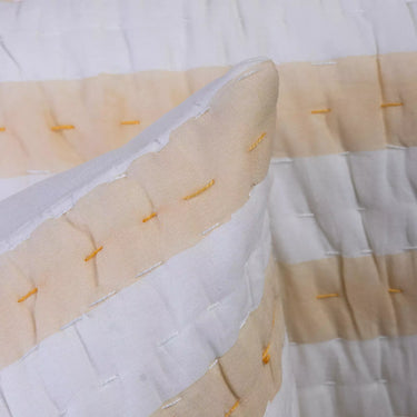 Brown Stripe Cotton Kantha Quilted Pillow Cover