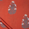 Buy Orange Floral Jaipuri Hand Block Cotton Fabric