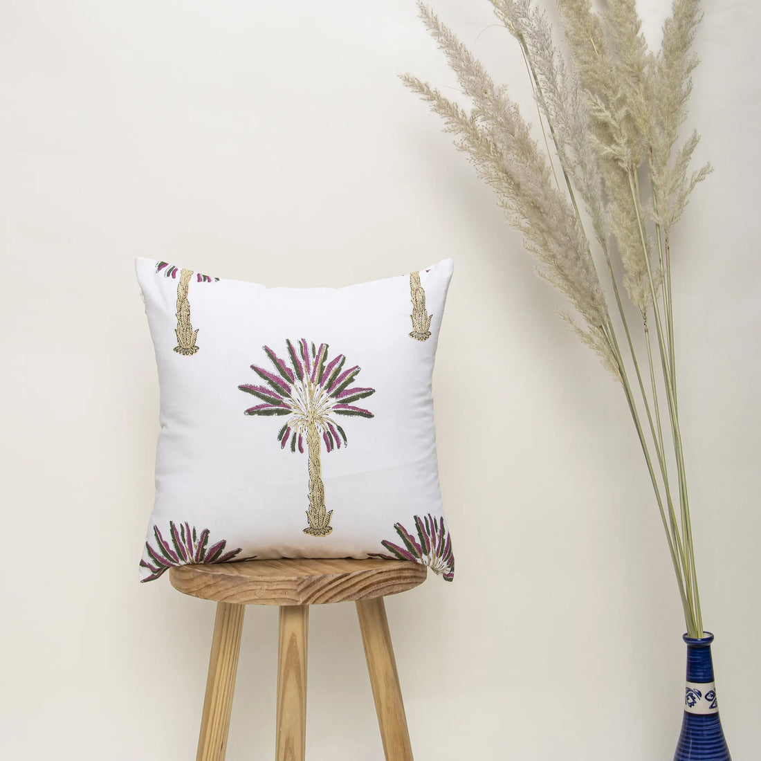 Palm Hand Block Printed Cotton Big Size Cushion Covers Online
