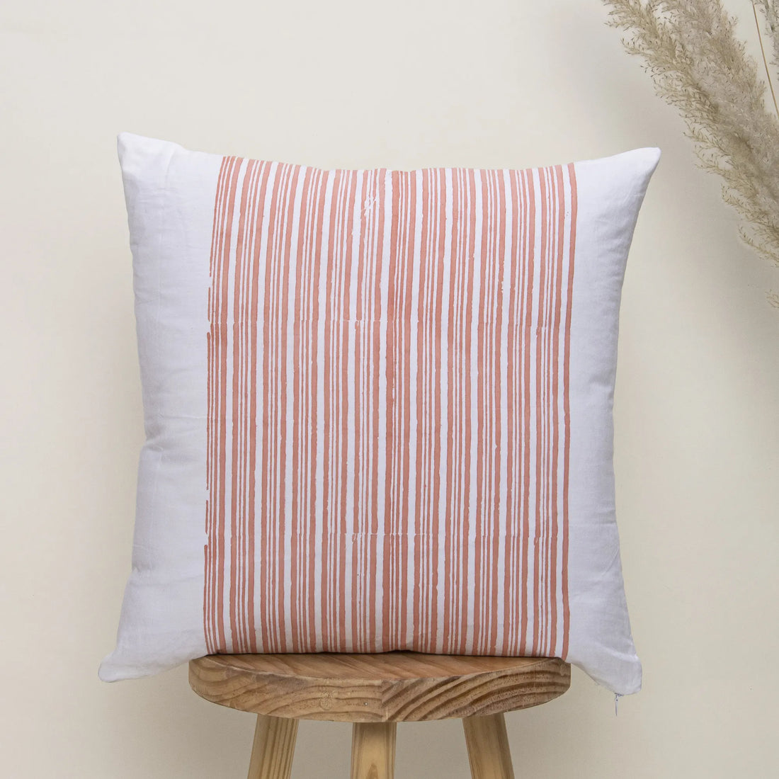 Peach Color Block Print Cotton 24x24 Cushion Covers Set Of 5 Online