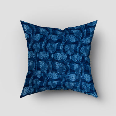 Blue Block Floral Print Reversible Sofa Cushion Cover Material Online