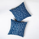 Blue Cushion Covers Block Floral Print Cotton for Sofas Online