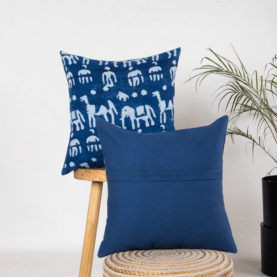18x18 Cushion Covers Elephant Hand Block Printed Cotton Online
