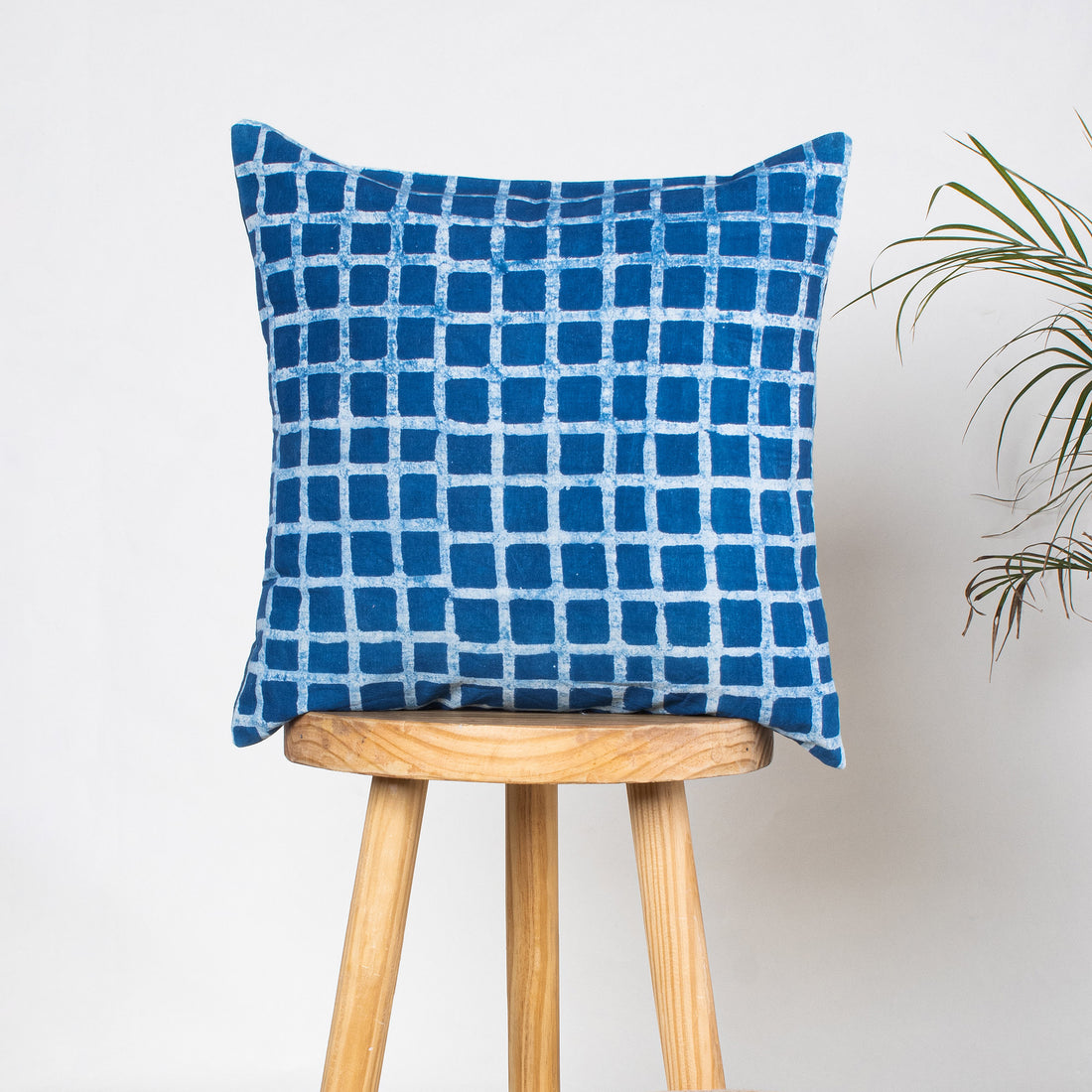 Blue Cushion Covers Geometrical Block Cotton Sofa Online