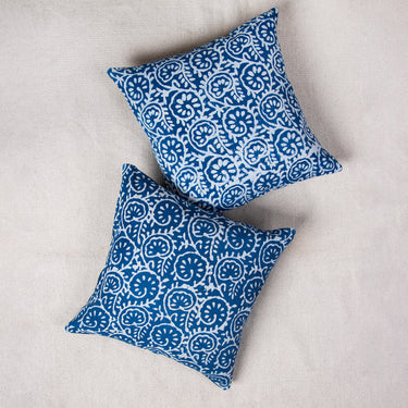 Hand Block Blue Printed Pure Cotton 24 by 24 Cushion Covers Online