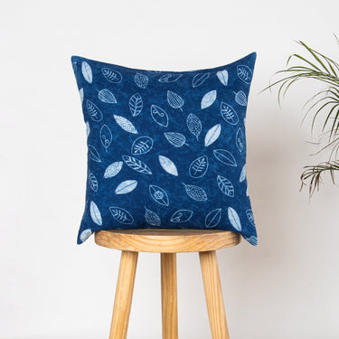 Hand Blue Leaf Block Print Cushions Cover Online