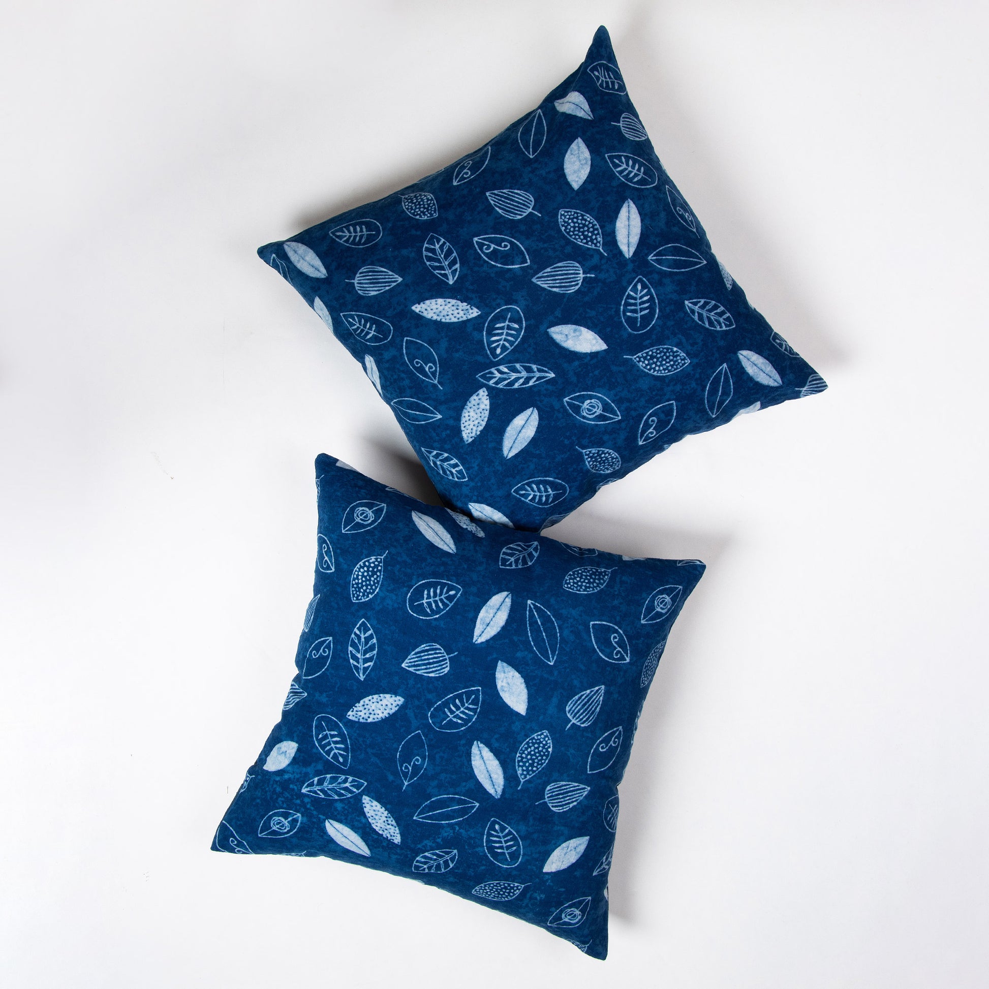 Hand Blue Leaf Block Print Cushions Cover Online