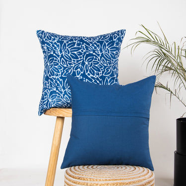 Cushion Covers Hand Block Indigo Blue Floral Print Online