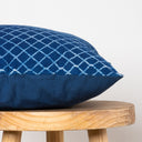 Blue 18 by 18 Cushion Covers Hand Block Indigo Geometrical Print