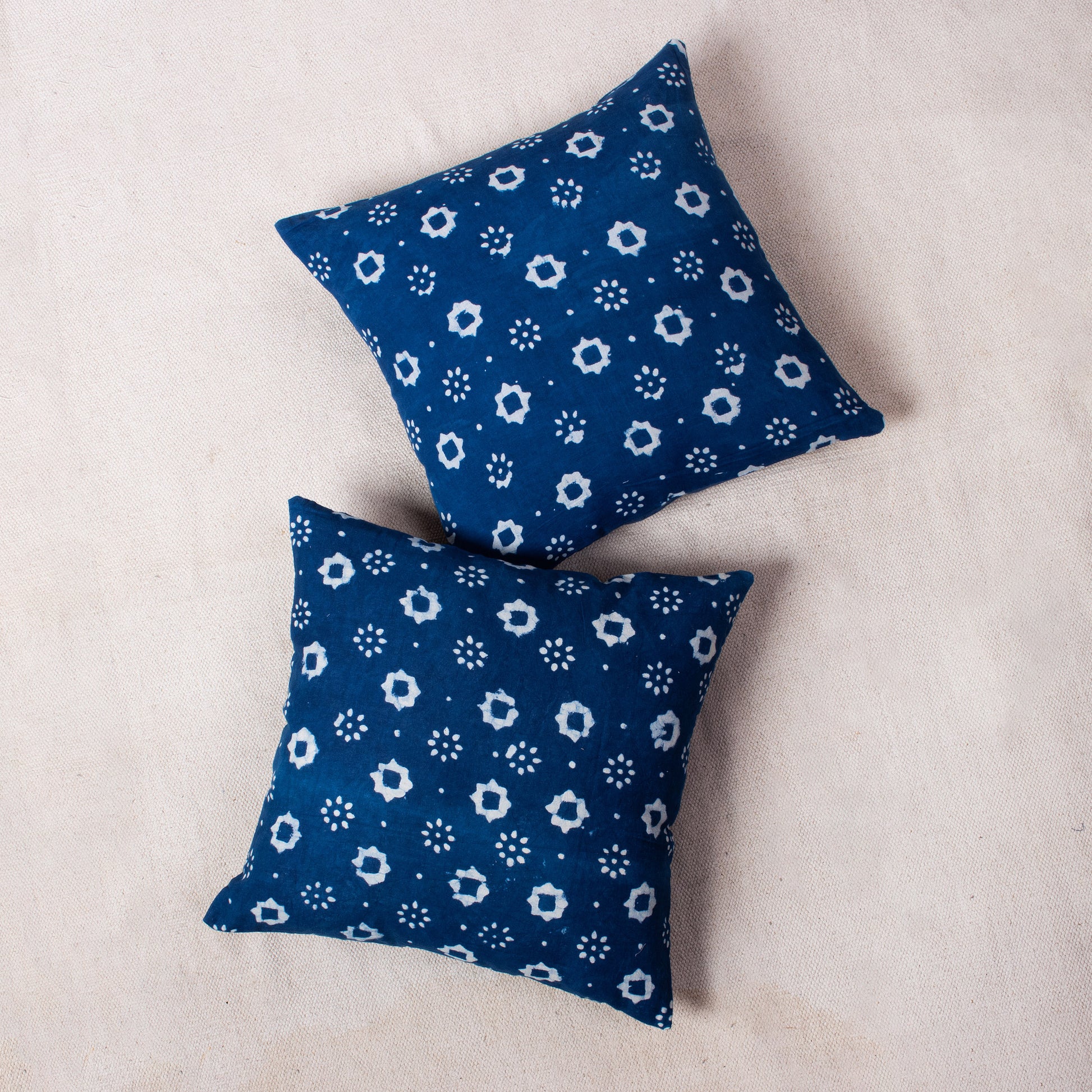 Hand Block Indigo Printed Cotton Cushion Set Of 5 Online
