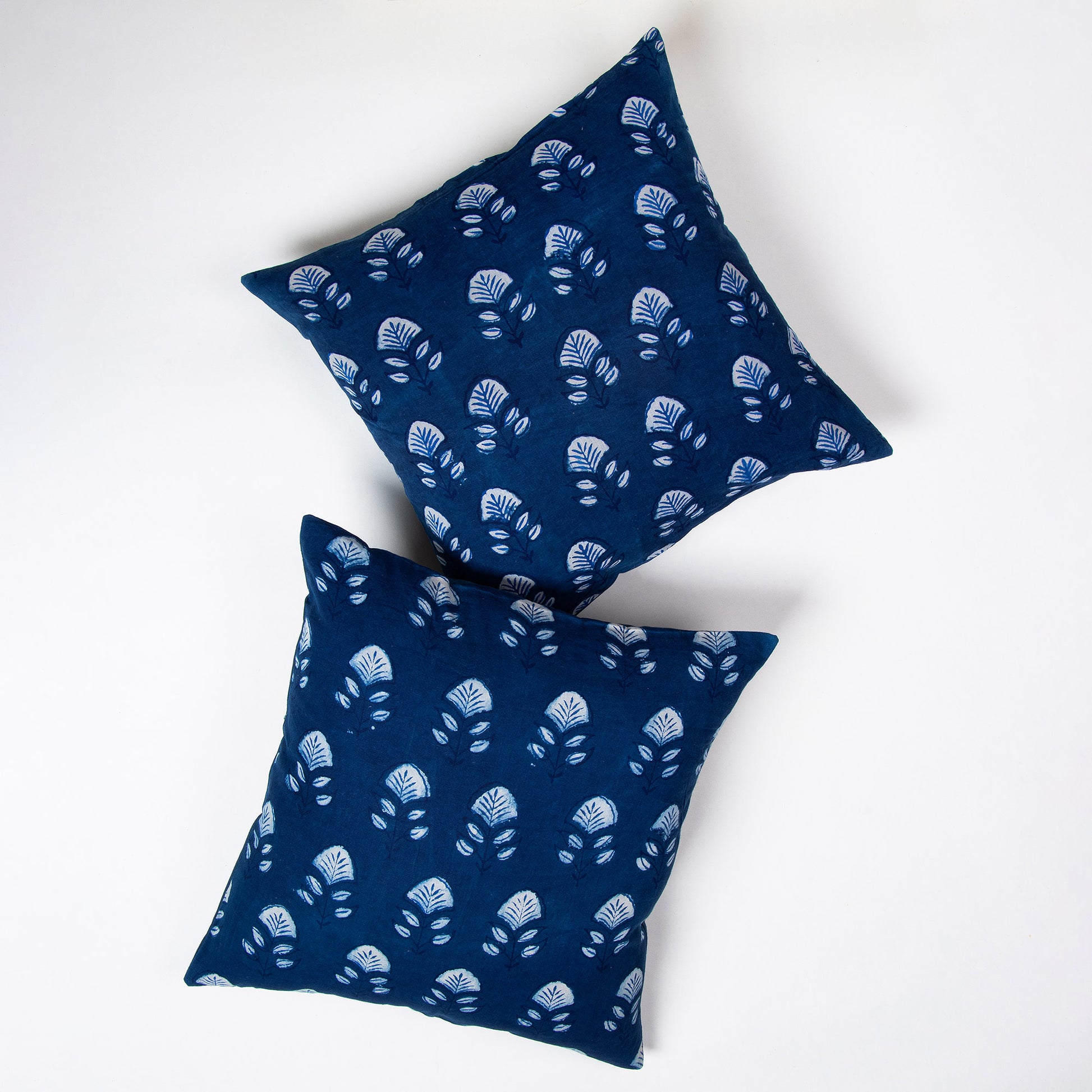 Luxury Cushion Covers Hand Block Indigo Floral Printed Cotton Online