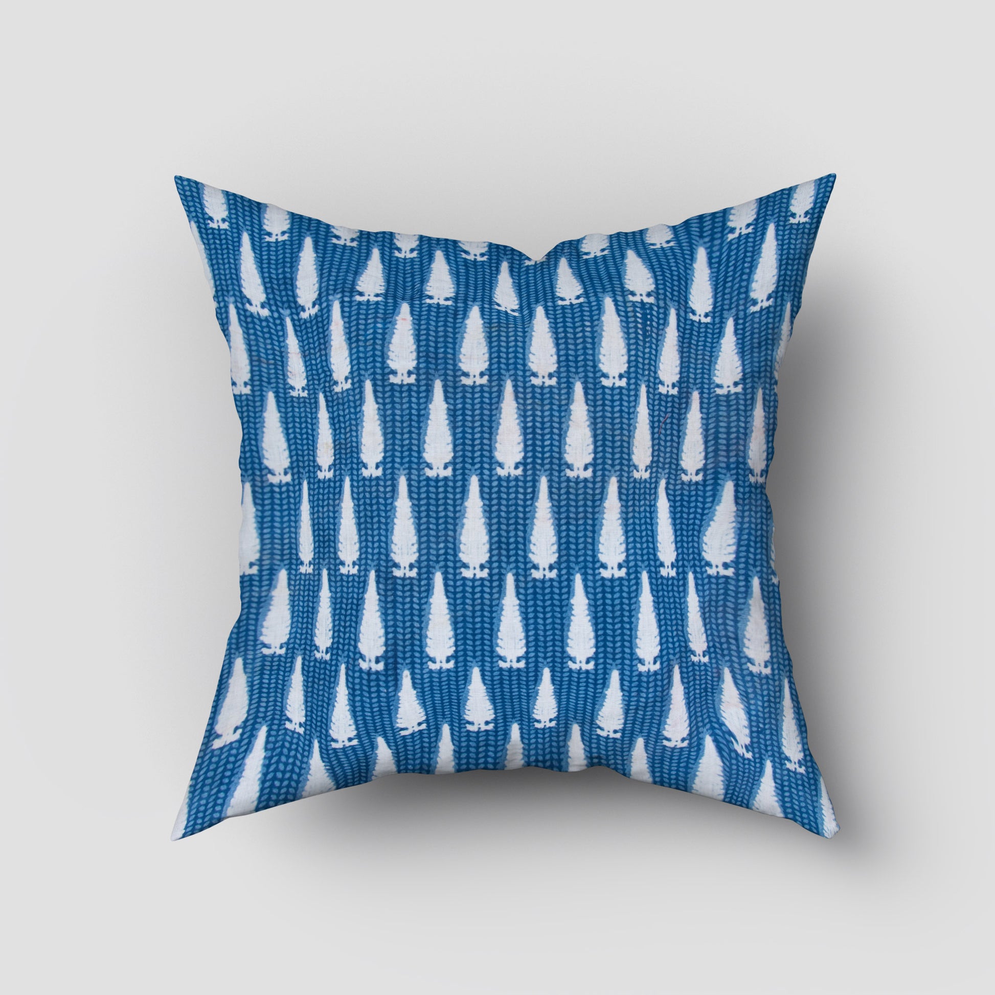 Hand Block Indigo Leaf Printed Cotton Cushion Covers Online