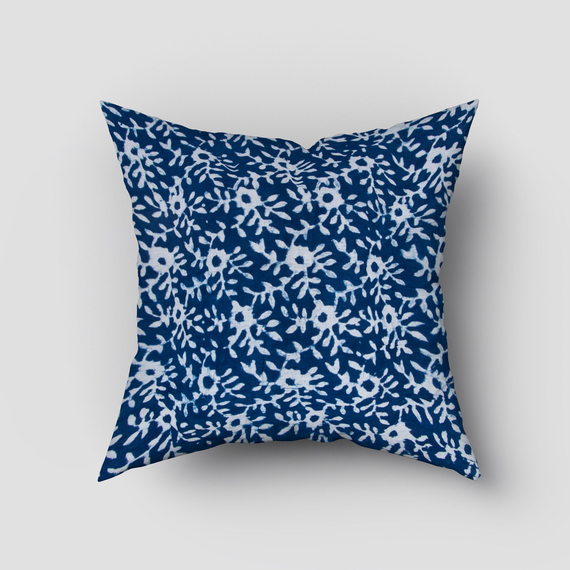 Indigo Blue Floral Printed Pure Cotton Cushion Covers Online