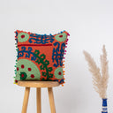 Embroidered Cushion Covers Organic Cotton Pom Pom