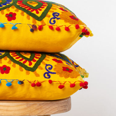 Hand Embroidered Cushion Covers Rangoli Cotton Online