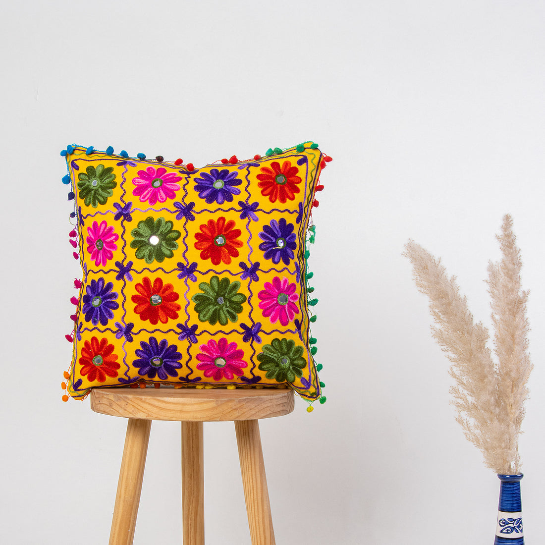 Cotton Cushion Cover Rangoli Embroidered Online