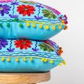 Sky Blue Rangoli Kashmiri Embroidered Cushion Covers