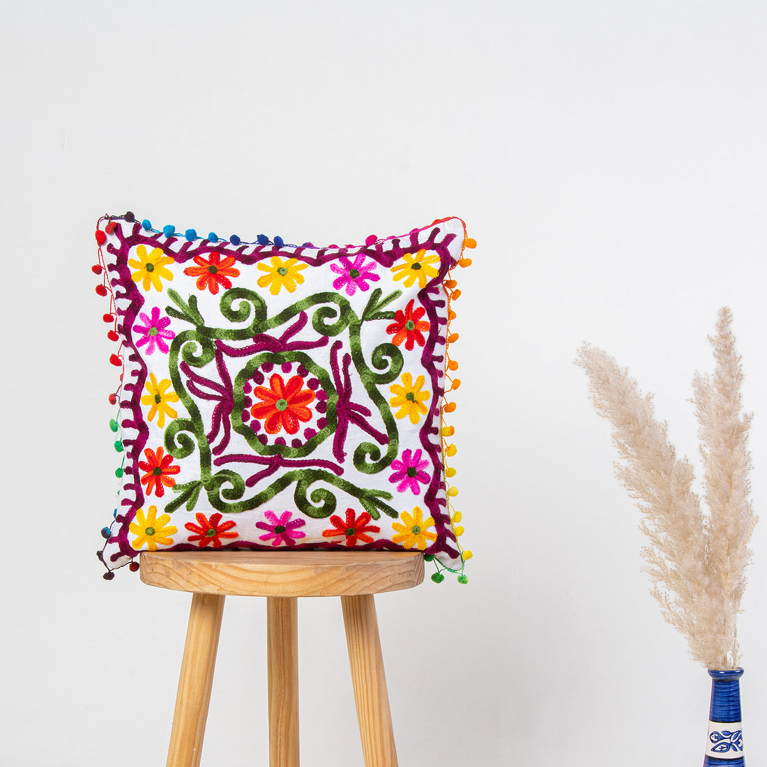 Cushion Cover Design: Handmade Cotton Embroidered