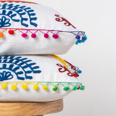 Embroidered Rangoli Cotton Cushion Cover