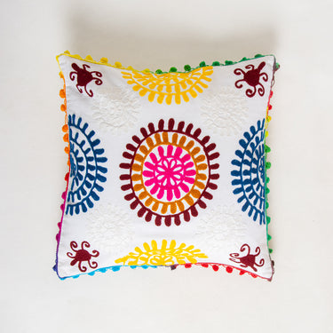 Embroidered Rangoli Cotton Cushion Cover