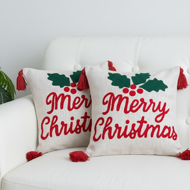 Christmas Themed Tufted Cushion Cover Set