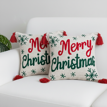 Premium Cotton Tufted Cushion Cover for Christmas