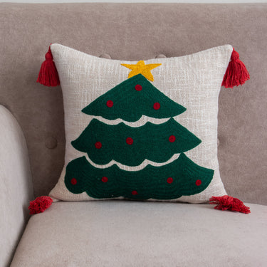 Christmas Embroidered Tufted Cushion Cover