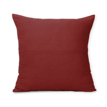 Red Cotton Handmade Waffle Cushion Cover
