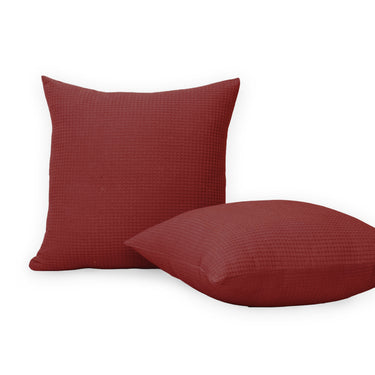 Red Cotton Handmade Waffle Cushion Cover