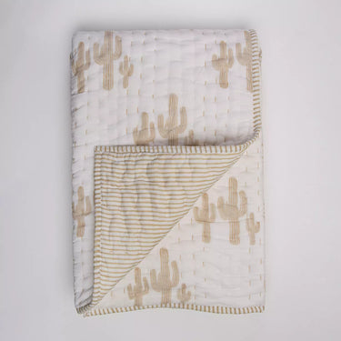 Cactus Handmade Kantha Cotton Soft Baby Blanket