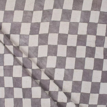 Check Pattern Hand Block Printed Dabu Kashish Cotton Fabric