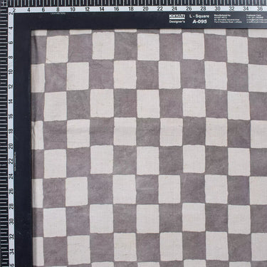 Check Pattern Hand Block Printed Dabu Kashish Cotton Fabric