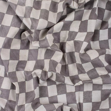 Check Pattern Hand Block Printed Dabu Kashish Cotton Fabric