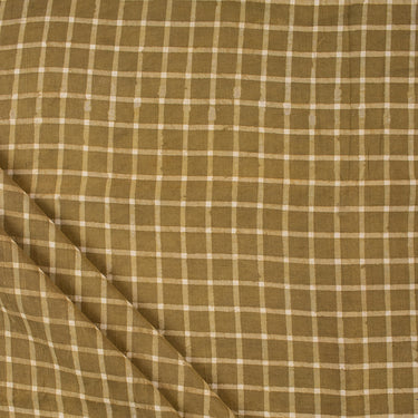Checks Cotton Hand Block Printed Dabu Fabric