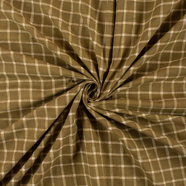 Checks Cotton Hand Block Printed Dabu Fabric