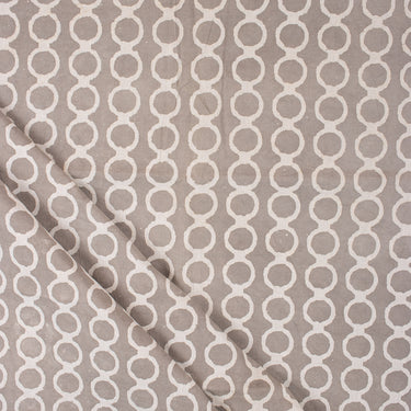 Circle Grey Dabu Kashish Cotton Hand Block Print Fabric