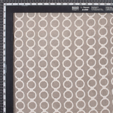 Circle Grey Dabu Kashish Cotton Hand Block Print Fabric