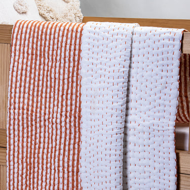Cotton Baby Quilt Kantha Best Striped Block Printed