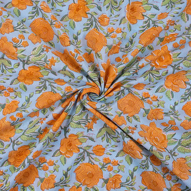 Cotton Floral Organic Hand Block Printed Fabric
